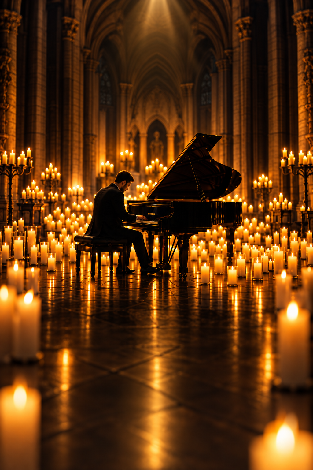 Kerzenbeleuchteter Kirchenraum – Romantik Gospel and Worship