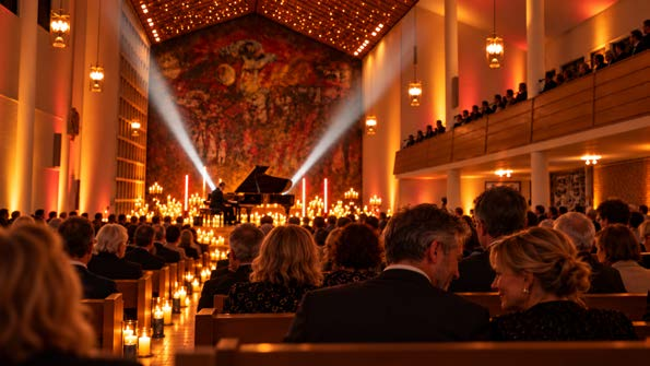 Das Lichtermeer im Kirchenschiff – Innenansicht